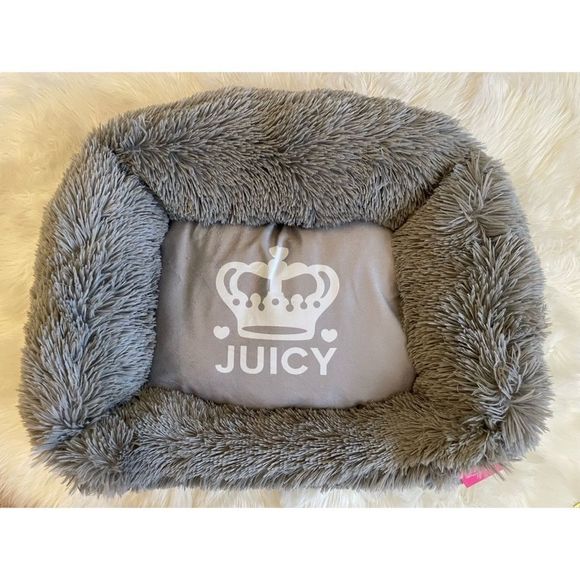 Grey fur Juicy Couture pet bed